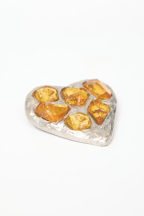 Carole Tanenbaum Vintage for VSP Yves Saint Laurent Hammered Heart Brooch
