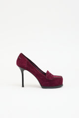 Saint Laurent Suede Penny Loafer Pump