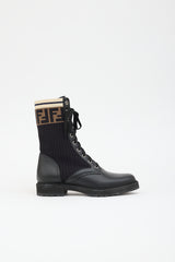 Fendi Leather Rockoko Monogram Boot