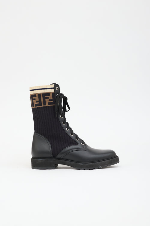 Fendi Leather Rockoko Monogram Boot