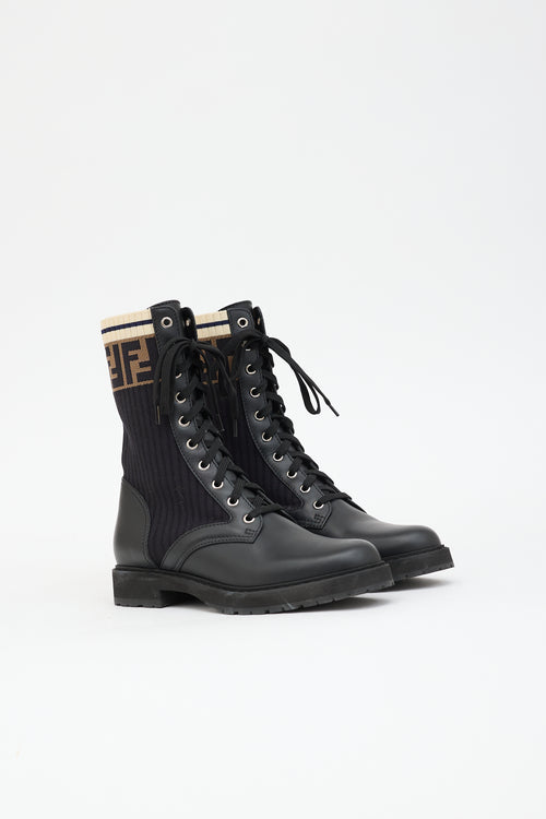Fendi Leather Rockoko Monogram Boot