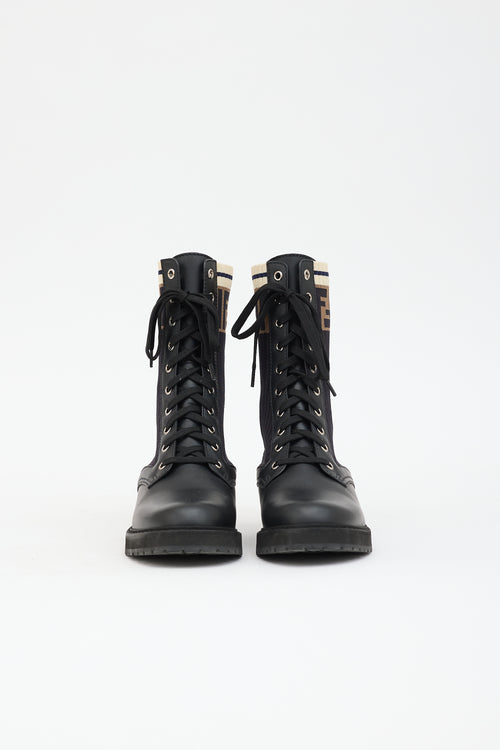 Fendi Leather Rockoko Monogram Boot
