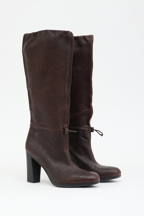 Prada Pebbled Leather Boot