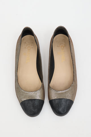 Chanel Metallic Leather CC Flat