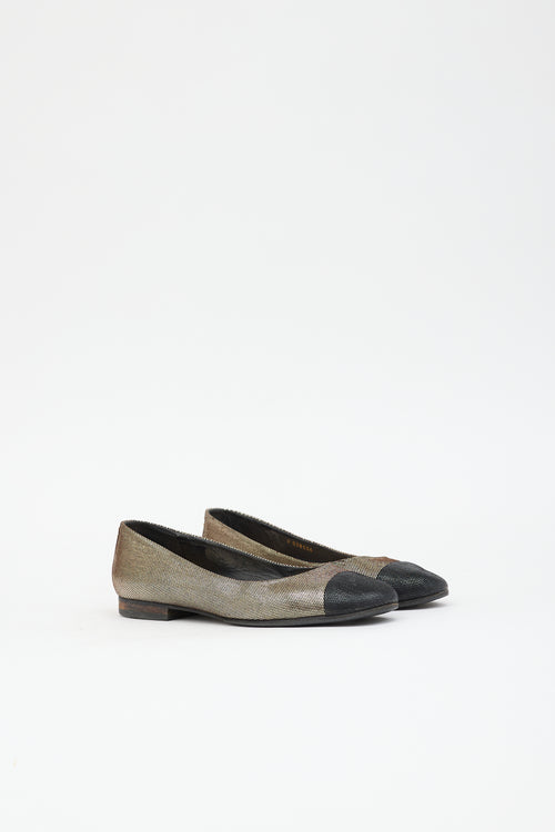 Chanel Metallic Leather CC Flat