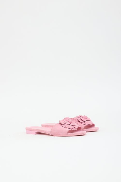 Chanel Suede Camellia CC Sandal