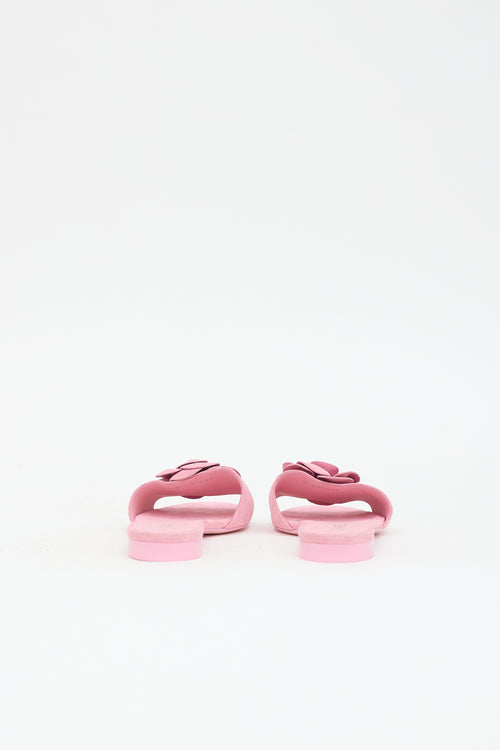Chanel Suede Camellia CC Sandal