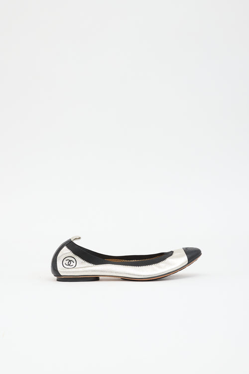 Chanel Metallic Leather CC Flat