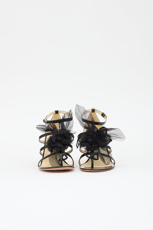 Chanel Patent Camellia CC  Sandal