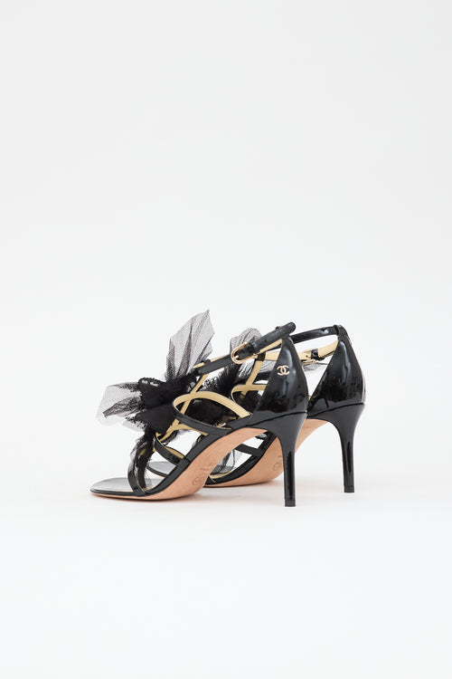 Chanel Patent Camellia CC  Sandal