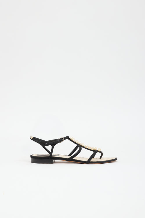 Chanel Suede Pearl CC Sandal