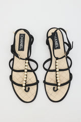 Chanel Suede Pearl CC Sandal