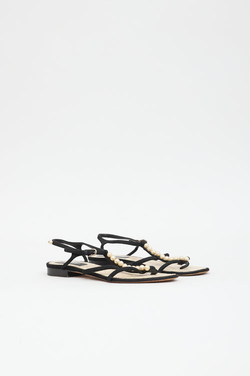 Chanel Suede Pearl CC Sandal