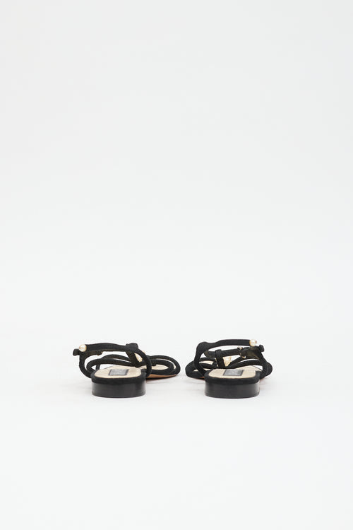 Chanel Suede Pearl CC Sandal