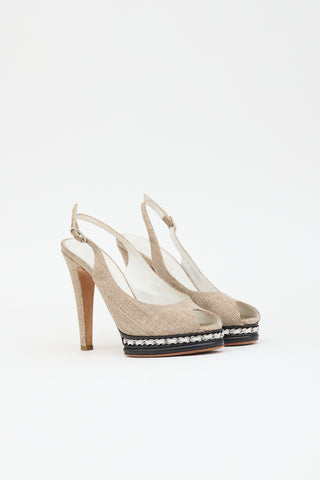 Chanel Canvas & Leather Platform Pump