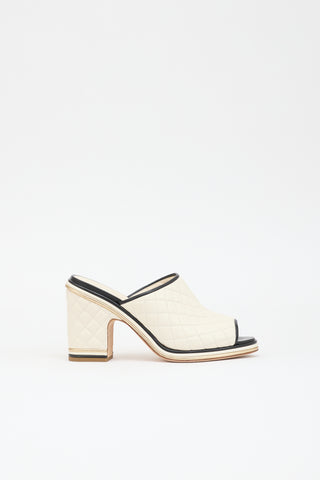 Chanel Leather Quilted CC Sandal