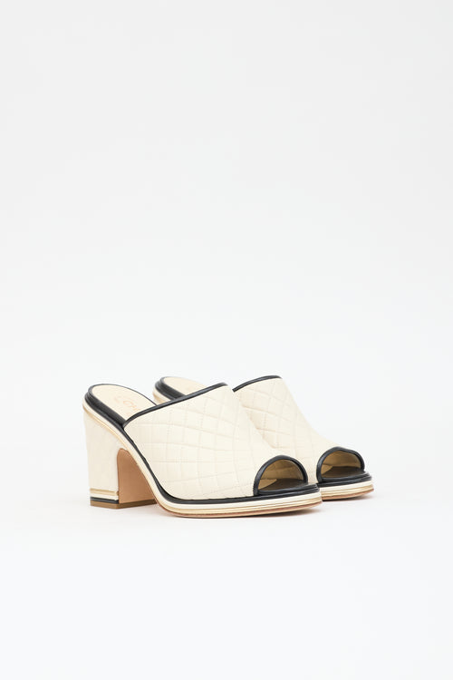 Chanel Leather Quilted CC Sandal