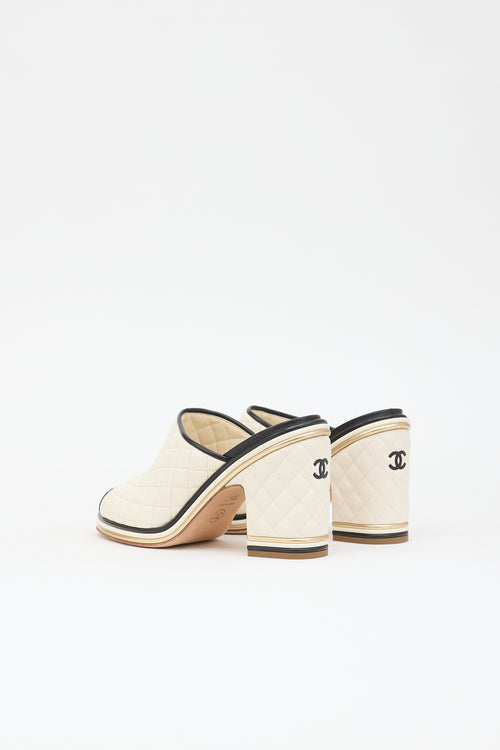 Chanel Leather Quilted CC Sandal