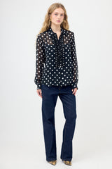 Dries Van Noten Sheer Polka Dot Ruffled Shirt