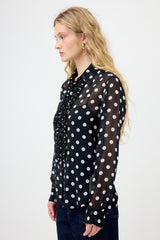 Dries Van Noten Sheer Polka Dot Ruffled Shirt