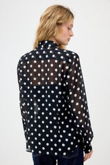 Dries Van Noten Sheer Polka Dot Ruffled Shirt