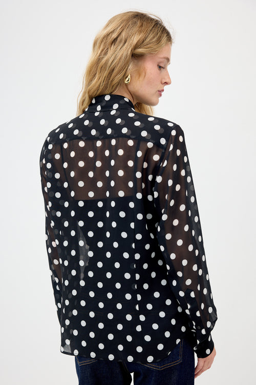 Dries Van Noten Sheer Polka Dot Ruffled Shirt