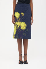 Dries Van Noten Quilted Floral Midi Skirt