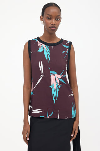 Marni Printed & Knit Sleeveless Top