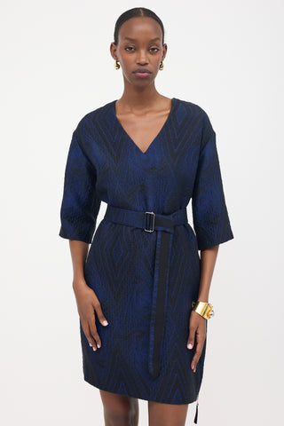 Dries Van Noten Wool Cloqué Jacquard Dress