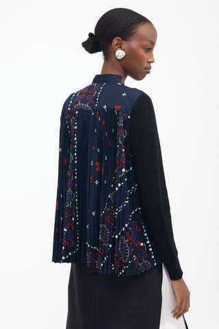 Sacai Wool Hybrid Pleated Cardigan