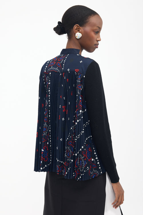 Sacai Wool Hybrid Pleated Cardigan
