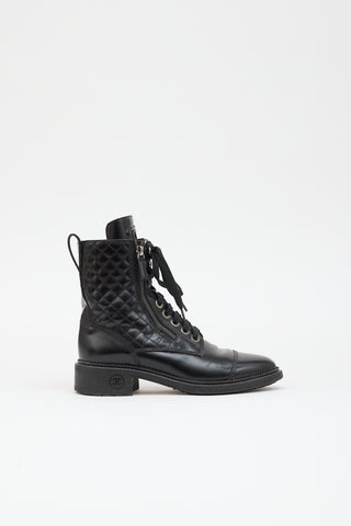 Chanel Leather Quilted Combat Boot