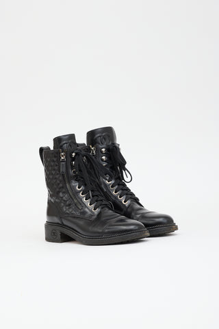 Chanel Leather Quilted Combat Boot
