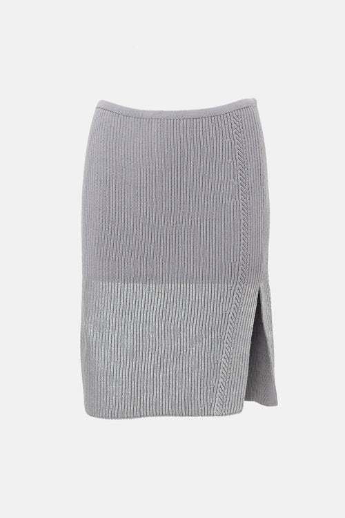Missoni Wool & Metallic Ribbed Knit Skirt
