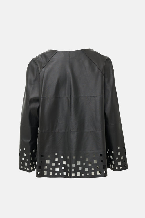 Lafayette 148 Leather Cut Out Jacket