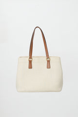 Prada Canvas & Leather Logo Tote Bag