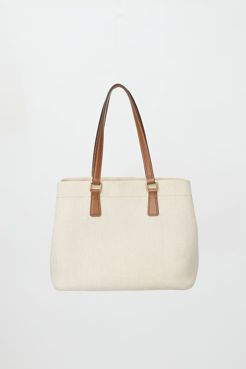 Prada Canvas & Leather Logo Tote Bag