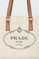 Prada Canvas & Leather Logo Tote Bag