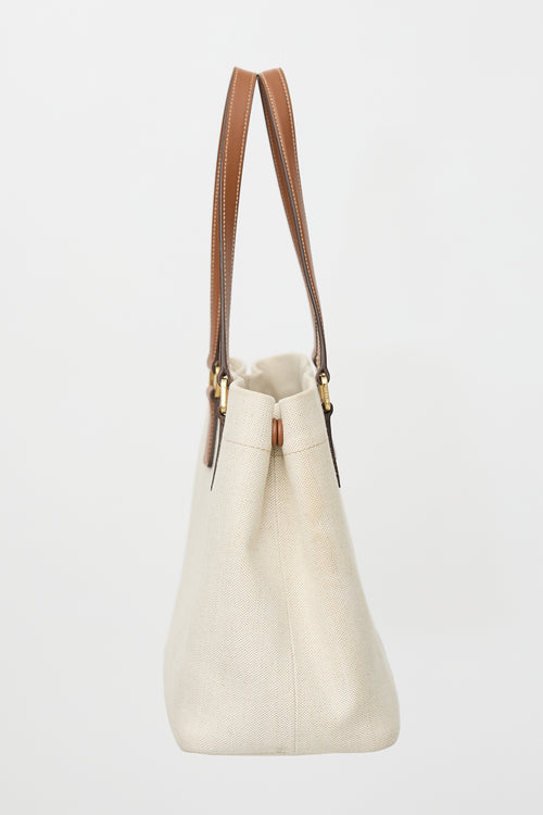 Prada Canvas & Leather Logo Tote Bag