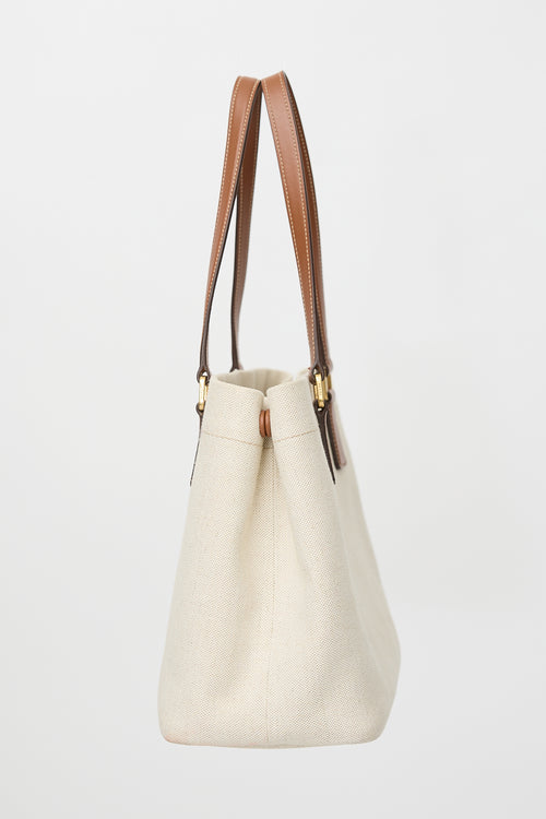 Prada Canvas & Leather Logo Tote Bag