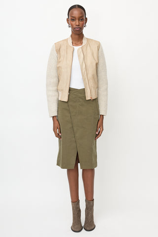 See By Chloé Aged Leather & Ribbed Knit Jacket