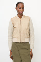 See By Chloé Aged Leather & Ribbed Knit Jacket