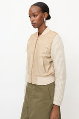 See By Chloé Aged Leather & Ribbed Knit Jacket