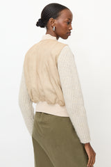 See By Chloé Aged Leather & Ribbed Knit Jacket