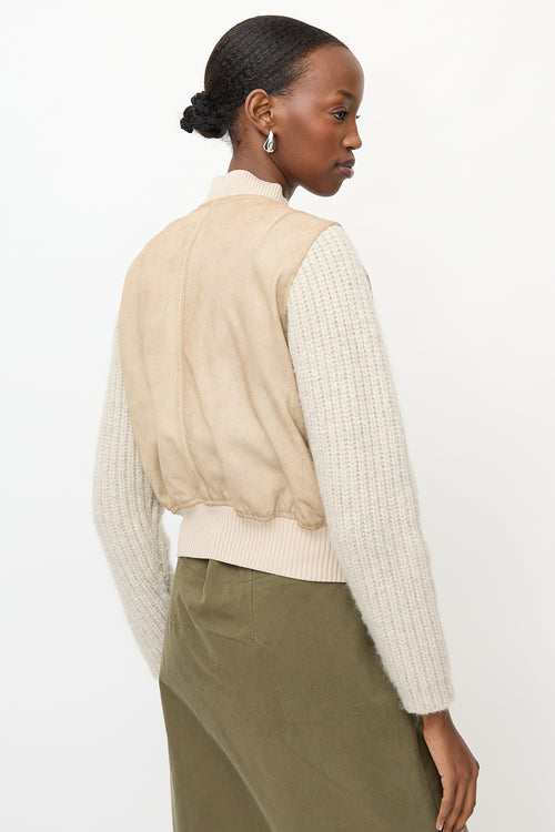 See By Chloé Aged Leather & Ribbed Knit Jacket