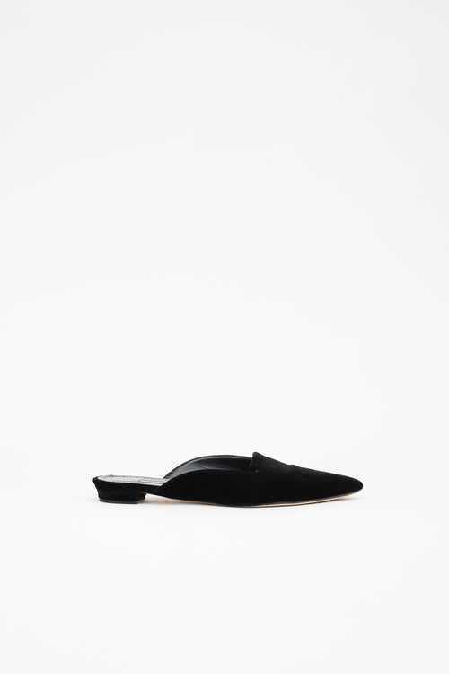 Manolo Blahnik Velvet Pointed Mule