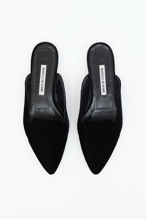 Manolo Blahnik Velvet Pointed Mule