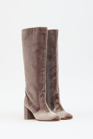 Maryam Nassir Zadeh Velvet Knee High Boot