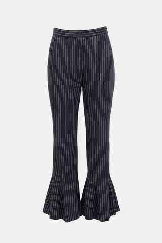 Rosie Assoulin Pinstripe Flared Leg Pant