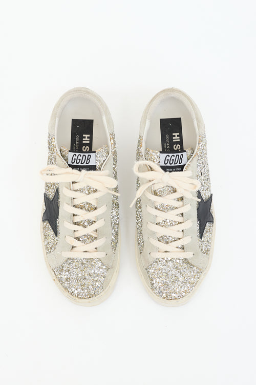 Golden Goose Glitter & Suede Hi Star Sneaker
